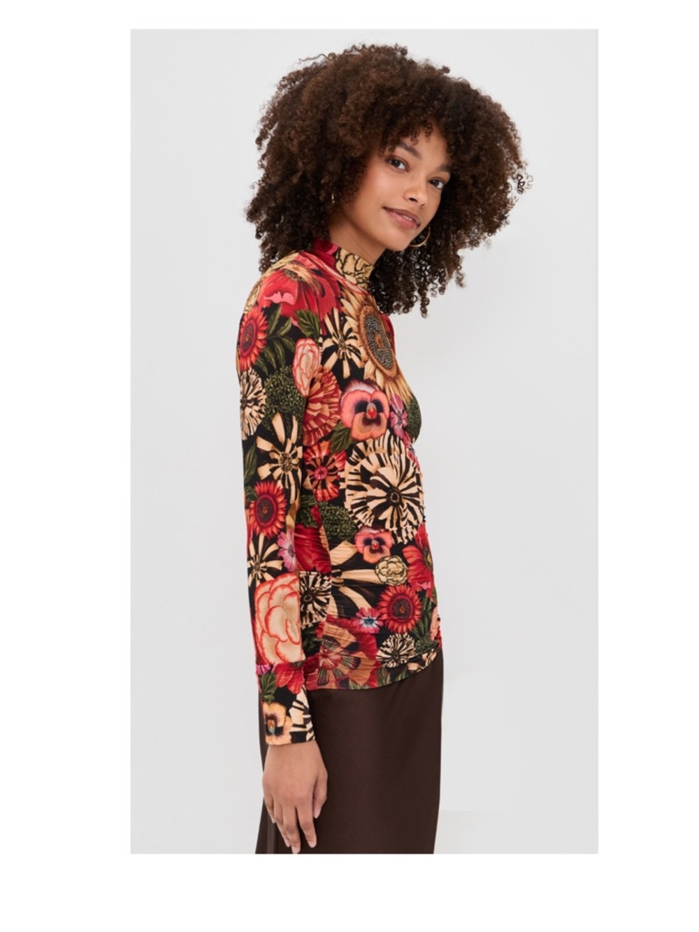 FARM Rio Black Flowershop Ruched Waist Jersey Blouse Size M NWT - Picture 10 of 15